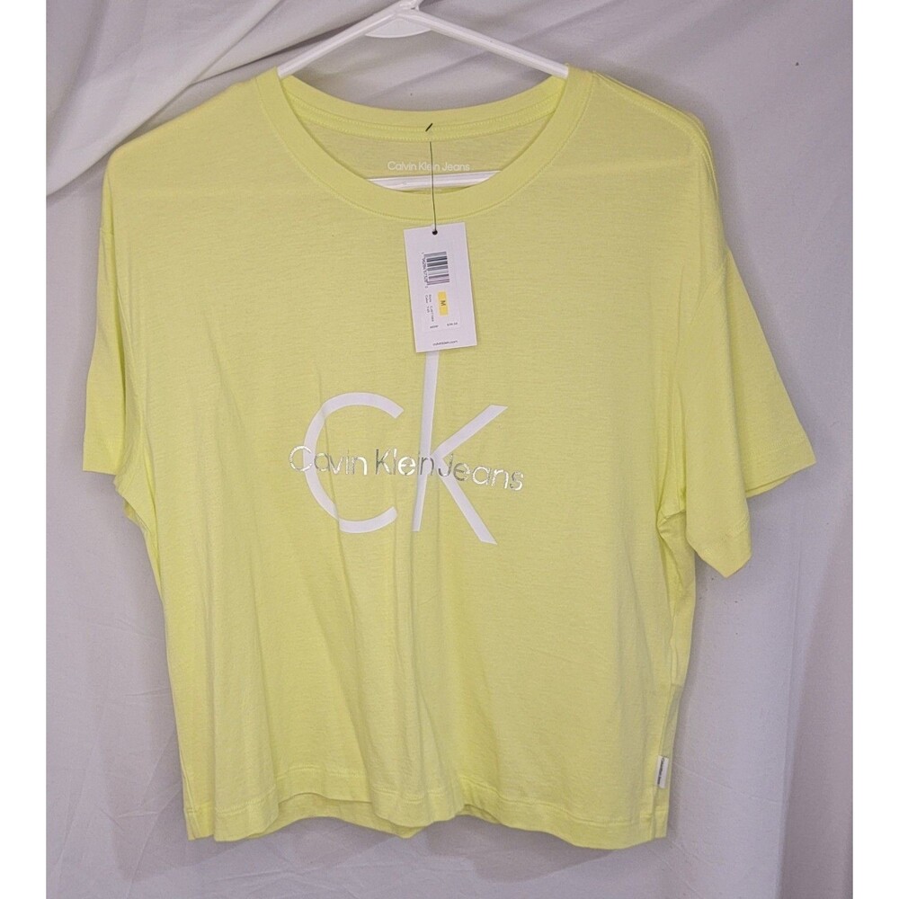 Calvin Klein Performance Womens Medium Top Shirt Logo Boxy Elastic NWT